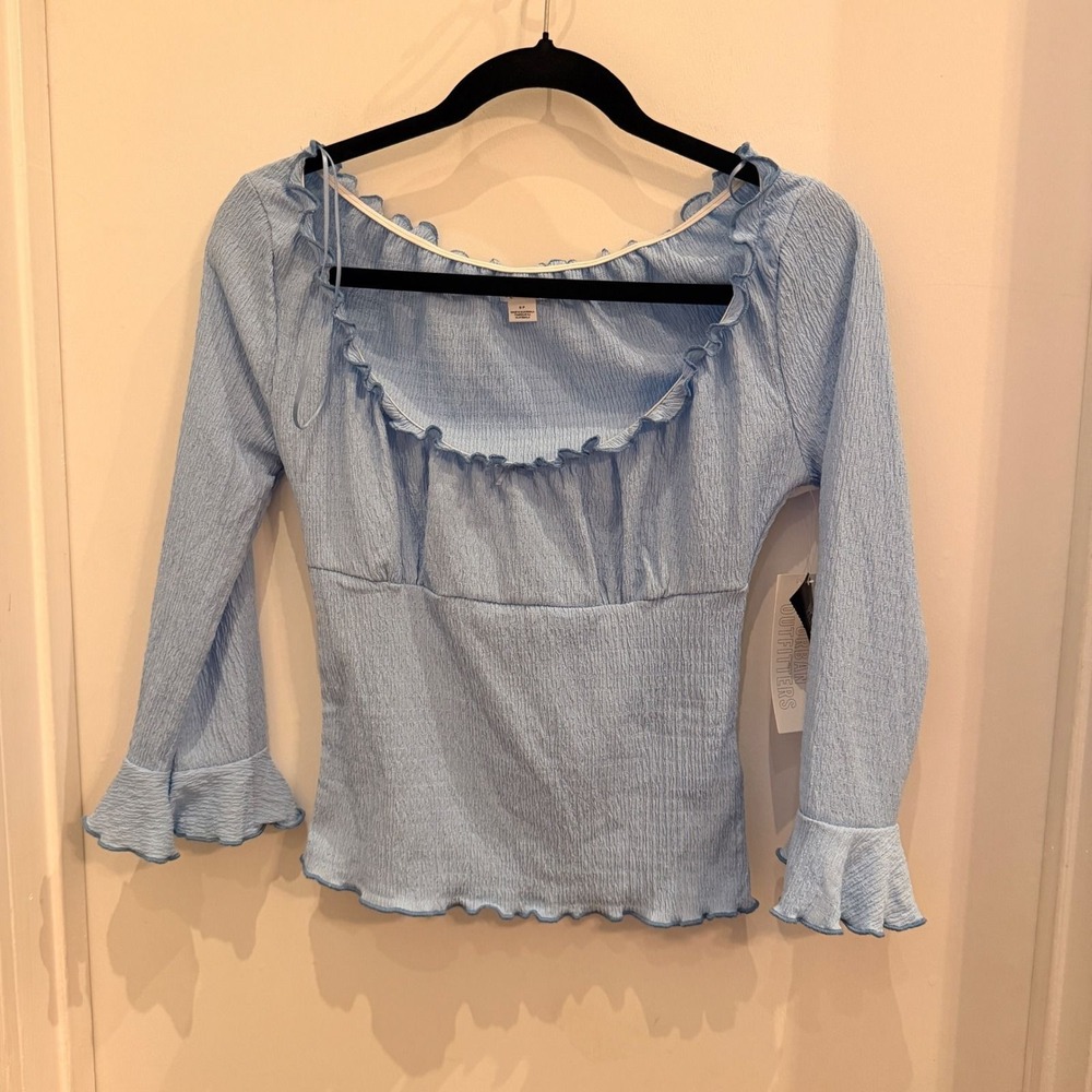 Kimchi Blue Ruffle Long Sleeve Smocked Top Size S Coquette Cottagecore Y2K